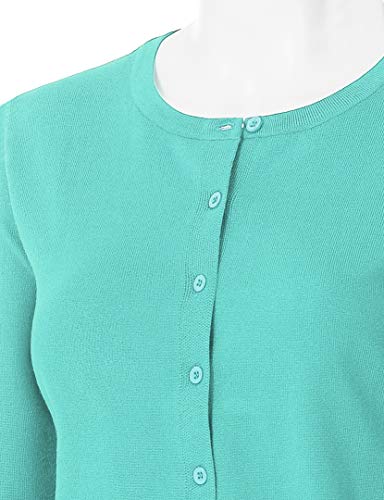 Image of Women's Long Sleeve Button Down Crew Neck Soft Knit Cardigan Sweater