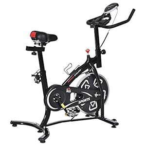 HOMCOM Vélo d&rsquo;appartement vélo de fitness velo d&rsquo;intérieur avec écran LCD multifonctions vélo biking cardio-training selle et guidon réglables acier noir