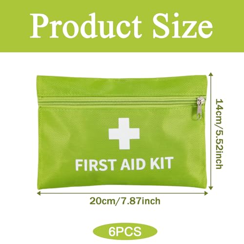 Image of 6 Pack Empty First Aid Kit Bag, Small First Aid Pouch Bulk, Water Resistant Travel Medical Organizer, Mini Emergency Supply Storage for Home, Car, Office, Camping, Outdoors (Green, 20X14cm, Bag Only)