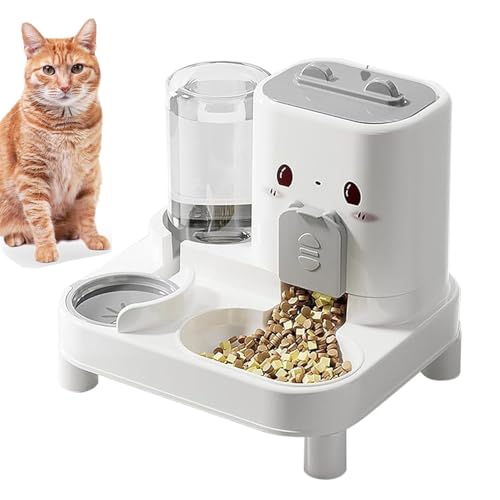 MEISO Distributeur Croquettes Chat, Distributeur de Croquettes 2 en 1 pour Chien, Abreuvoir et alimentateur Automatique, Distributeur Automatique d'aliments et...