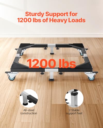 VEVOR Kühlschrankständer, mobile Basis, 540 kg Tragkraft, Waschmaschinenständer mit 8 feststellbaren Zwillingsrädern & 4 Bremsen, 58-93 cm Möbelwagen für Waschmaschine, Kühlschrank & Trockner