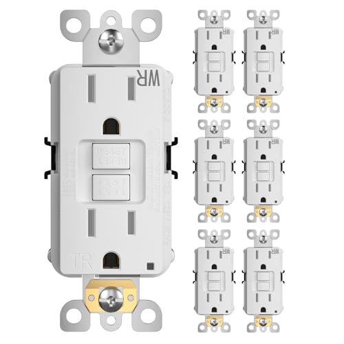 Amico GFCI Outlet 15 Amp, White, 6 Pack, Plates and Screws Not Included