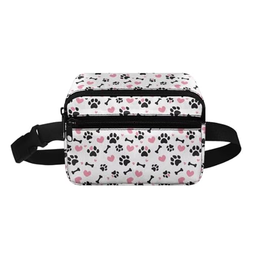 COEQINE Linda riñonera para niñas con diseño de pez rosa para mujer, pequeña correa para cinturón, riñonera de moda para viajes, Bonito estampado de pata de perro, Mochila infantil