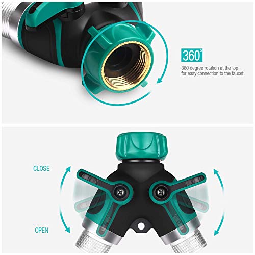 Riemex Metal Garden Hose Splitter Upgraded 2022, 2 Way Y Hose Connector, Easy Grip, Easy to Open - Thumbnail 6