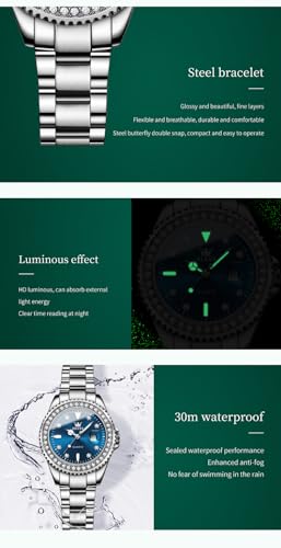 Image of OLEVS Ladies Watch Diamond Dress Analog Female Watches Stainless Steel Two Tone Waterproof Luminous Day Date for Womens Wrist Watch Gift
