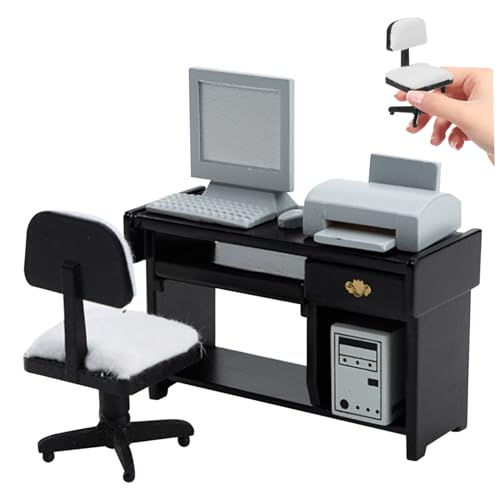 Regalo para maquetistas: escritorio de madera de simulación 1/12 con ordenador