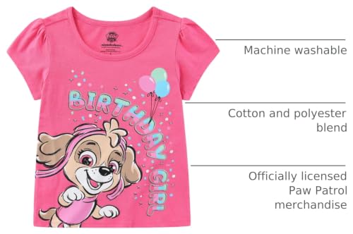 Image of Paw Patrol Nickelodeon Birthday Girls Short Sleeve T-Shirt for Toddlers and Big Kids