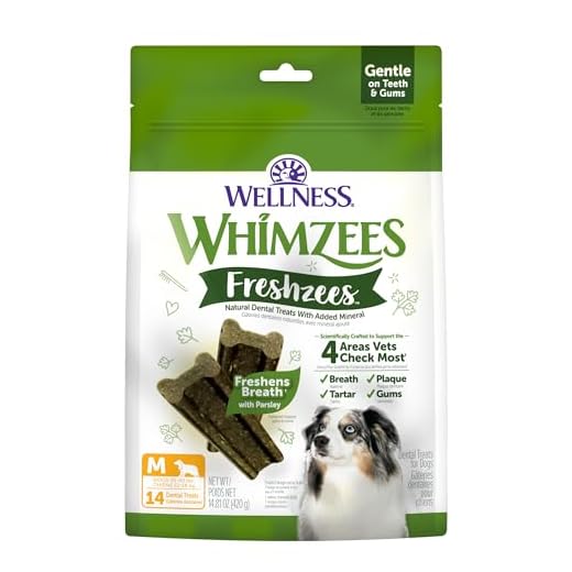 WHIMZEES Wellness Freshzees Dog Dental Treats, Medium Size Stick, (14 Count)