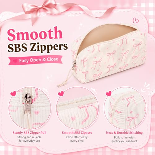 Image of LEDAOU Cute Pencil Case for Kids Girls Boys Pencil Pouch kawaii Pen Pencil Box Bag Holder for School Students (Corduroy Pink Bow)