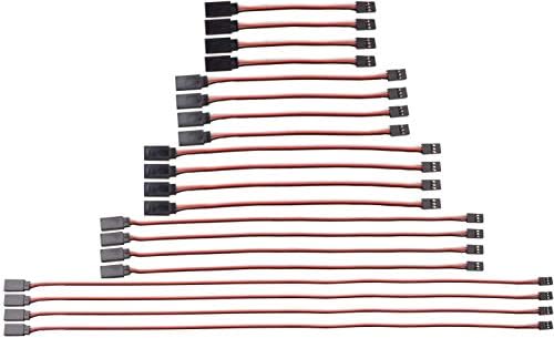 R REIFENG 20pcs/lot 3-Pin Servo Extension Cords Cable Lead Wire Connectors for RC Futaba JR Servo Connection Parts 3.94"/5.9"/7.84"/11.8"/19.7" (5 size)