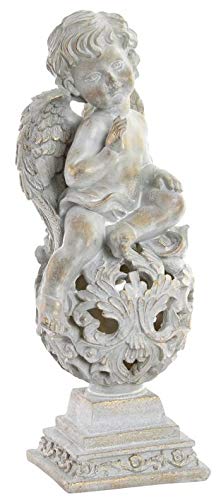 Statuette ange doré gris sur boule 35 cm objet décoration intérieure salon