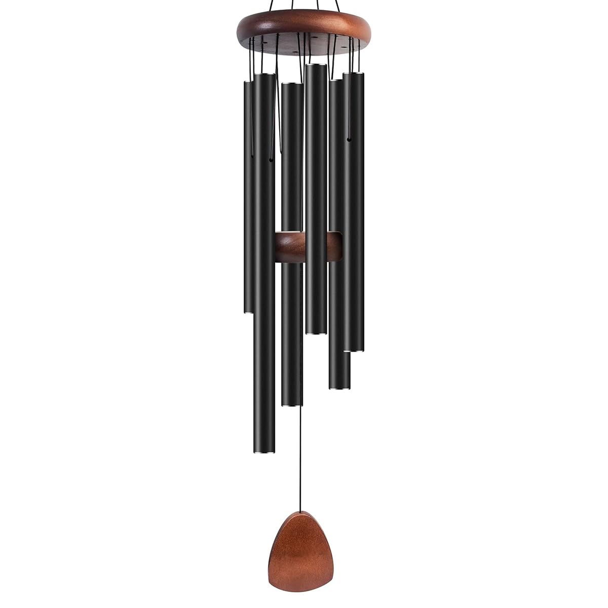 37 Inch Aluminium Wind Chimes for Outdoor Balcony Garden Home Decor, Deep Tone, 6 Tubes, Black, Gift for Men and Women (Black)-image-45
