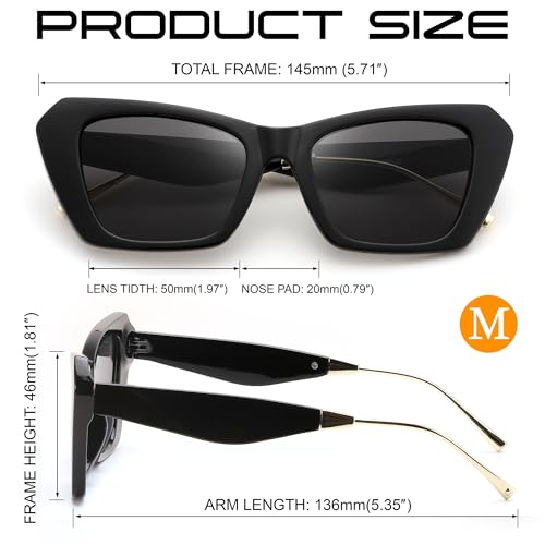 FEISEDY Retro Square Cat Eye Sunglasses for Women Trendy Big Shades Vintage Sun Glasses B0164 6