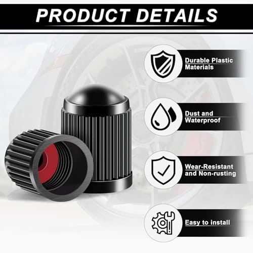 image for JUSTTOP Car Tire Valve Caps,60 pcs Plastic Valve Stem Caps with O Rubb