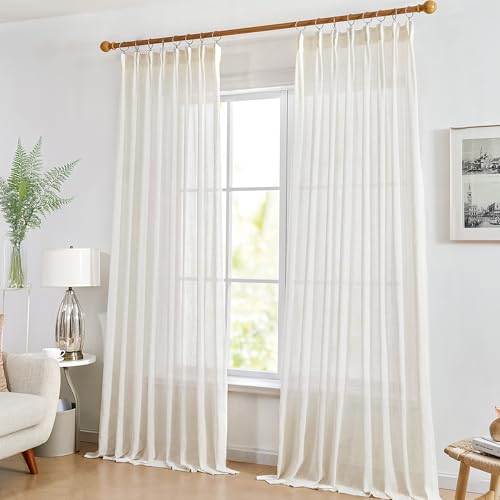 Deconovo Halbtransparent Gardinen mit Kräuselband Vorhänge Gardinenschal Voile für Wohnzimmer Vorhang Luftig und Modern… – Ansicht 8