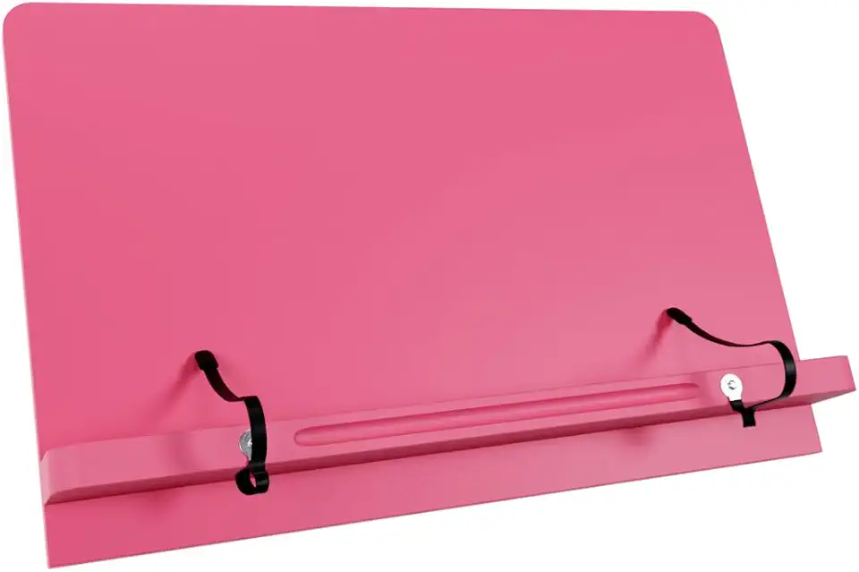 Marca Fácil Suporte para Livro e Tablet Resistente Ergonômico Durável Leve Portátil 11 Níveis de Ajuste com Prendedores de Páginas Rosa F06
