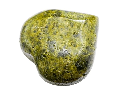 Image of Crystal Heaven Certified Green Tourmaline In Matrix Heart Palm Pebbles Stones Anxiety Stress Relief Massage - Aaa Grade Original Healing Gemstone Agate Heart Palm Stone Yoga Meditation Spiritual
