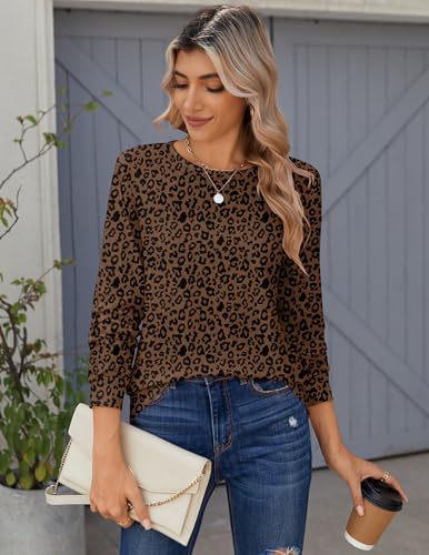 Zeagoo Tops for Women Dressy Crewneck Long Sleeve Shirts Lightweight Basic Tee Business Casual Outfits3