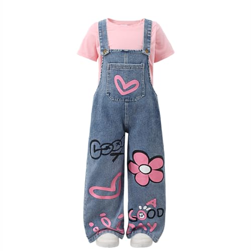 OLMRJKD Toddler Girl Summer Clothes Short Sleeve Denim Overall Jumpsuit