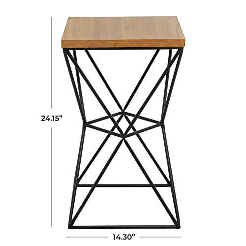 Deco 79 Metal Side End Accent Table End Table with Mirrored Glass Top, Side Table 16" x 16" x 28", Gold by Deco 79 - Image 3