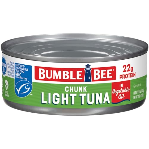 Image of Bumble Bee Chunk Light Tuna In Oil, 5 oz Can - Wild Caught Skipjack Tuna - 22g Protein Per Serving - MSC Certified Sustainable Seafood, Non-GMO, Gluten Free, Kosher