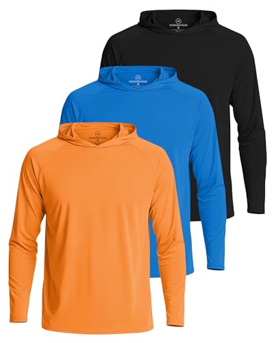 Real Essentials 3 Pack: Men's UPF 50+ Sun Protection Lightweight Long Sleeve Hoodie Shirt Fishing (Available in Big & Tall)