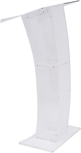 Soporte de podio curvado acrílico desmontable móvil, podio de presentación Podio Soporte de recepción, púlpitos acrílicos transparentes para