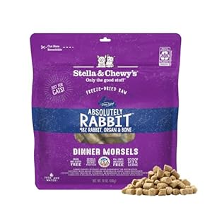 Stella & Chewy’s Freeze-Dried Raw Cat Dinner Morsels – Premium Rabbit Recipe with 98% Responsibly-Sourced Meat & Organs – Natural Grain-Free Cat & Kitten Food – Made in USA – 18oz