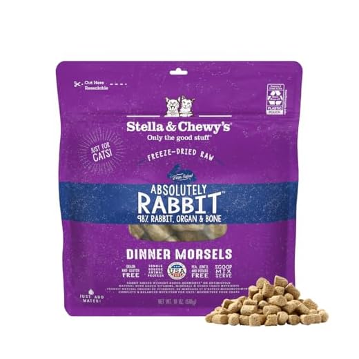 Stella & Chewy's Freeze-Dried Raw Cat Dinner Morsels – Grain Free, Protein Rich Cat & Kitten Food – Absolutely Rabbit Recipe – 18 oz Bag