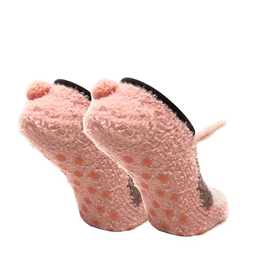 Image of ooohyeah Women's Animal Mary Janes Sock Slippers, Funny Cute Travel Trip Socks, One Size