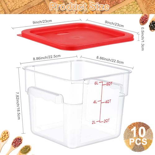 Image of Ziliny 10 Sets 6 Qt Dough Proofing Container with Lid, Red