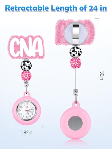Image of Plifal Nurse Watch Nursing Pocket Badge Fob with Second Hand - Retractable Clip On Clock with Secondhand for Medical Staff Women Men