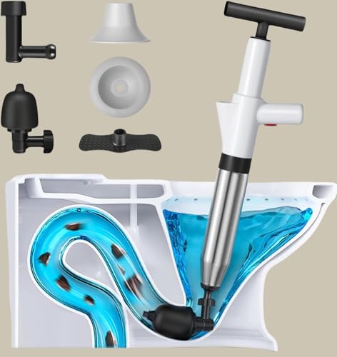 Image of Toilet Plunger,Drain Clog Remover Tools,High-Pressure Air Drain Blaster Gun with Real-Time Barometer,Plumbing Tools,Snake Drain Clog Remover,Plungers for Toilet Bathroom,Sink,Floor,Kitchen Clogged