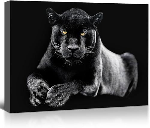 Cadre 50 x 70 cm léopard noir et blanc pour mur vide salon