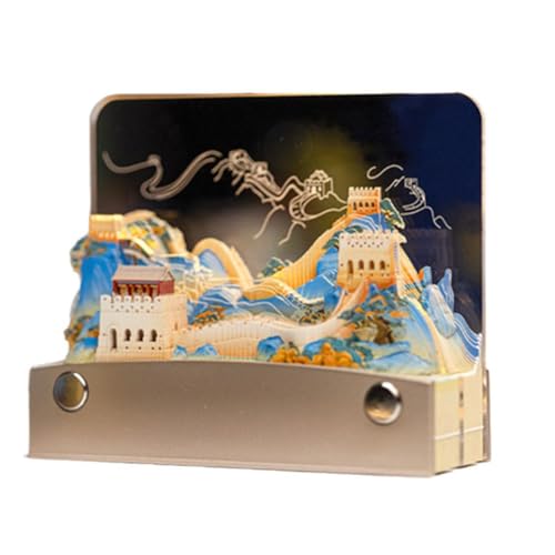 Tear-off Calendars Lighted Great Wall 3D Notepad 2025 Calendar Hary Notes Memo Note Design Paper Block Pad New Sticky Architecture Calendar stereoscopic sculpture Led wall time Light,Great Sti