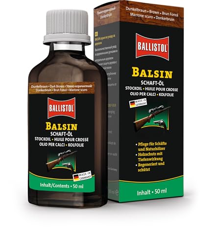 BALLISTOL 23150 Balsin Schaft-Öl dunkelbraun 50ml Flasche - Holzschutz gegen Regen, Nässe, Fäulnis und Schimmel