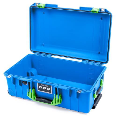 Image of Electric Blue Pelican 1535 Air Carry-on Case - Comes empty - Lime Green Handles & Latches.