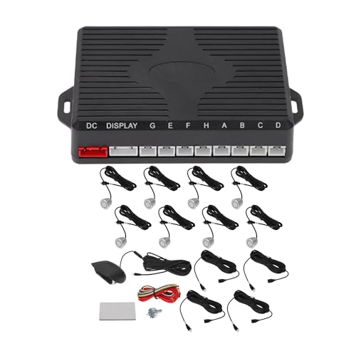 Motoforti Car Auto Vehicle Reverse Backup Radar System Reverse Parking Sensors Distance Detection Silver Tone 8 Parking Sensors