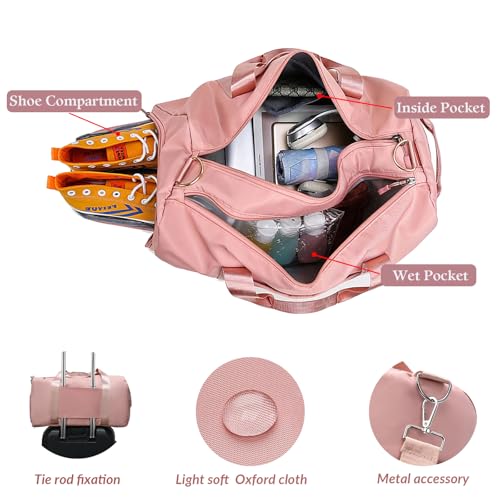 Personalized Duffel Bag with Embroidered Initials, Weekend Overnight Bag for Women with Wet Dry Pockets/Shoe, Sport Gym Bags for Boy/Men, Bridal Shower, Bridesmaid Gift, Gymnastics Dance Pack for Girl4