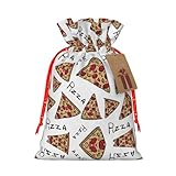 Bolsas de regalo con cordón con estampado de pizza, para temporada de vacaciones, cumpleaños, aniversarios y cualquier ocasión especial