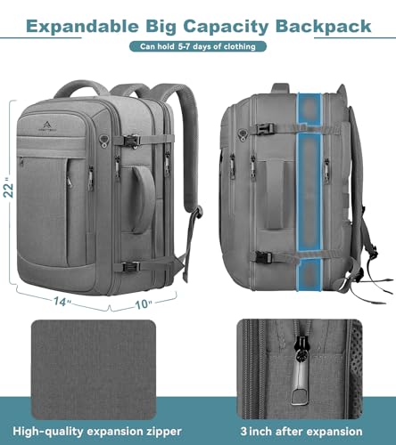 Image of 55L Travel Laptop Backpack for Men, Extra Large Backpack, Big Capacity Carry On Backpack, 18 Inch Laptop Backpack with USB Charge Port Water Resistant Luggage Computer Daypack College Bag, Grey