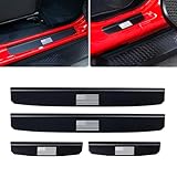 4PCS Door Sill Protector Guards, Brushed Black Aluminum Alloy Door Entry Guard Full Coverage Compatible with Jeep Wrangler JL JLU 2018-2024 & Gladiator JT 2020-2024 4-Door Accessories Parts
