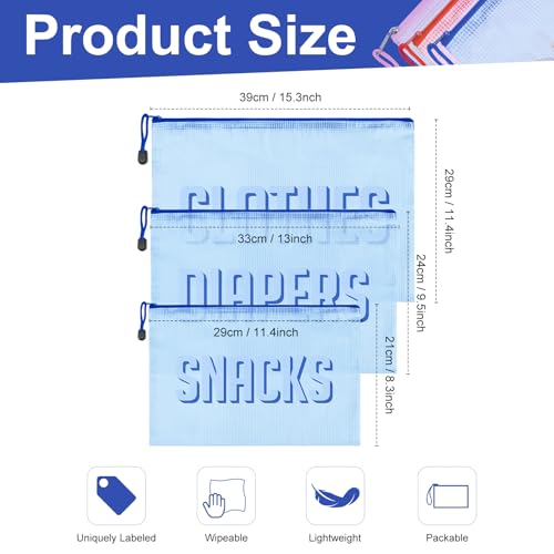 Image of 3pcs Hospital Bag Organizing Pouches for Labor and Delivery, Maternity Essentials Diaper Bag Organizer for Mom Travel - Blue,Medium