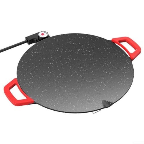 Sartén eléctrica redonda con piedra Maifan antiadherente para barbacoa coreana y cocción suave, 5 niveles de temperatura ajustables (A)