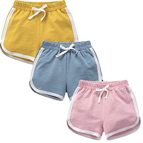 Girls Shorts 3-Pack 100% Cotton Active Athletic Running Sleeping for Toddler Kids Big Girl's