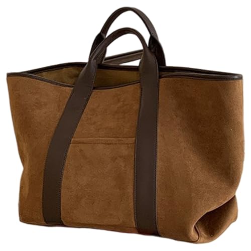Sac fourre-tout en daim marron grand sac vintage pour femmes