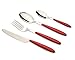 EXZACT Cutlery Set of 24, Stainless Steel with Color Handles - 6 Forks, 6 Dinner Knives, 6 Dinner Spoons, 6 Teaspoons - EX07 (Red x 24)