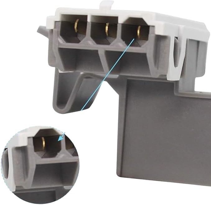 Close-up of the electrical connector pins on the lid switch