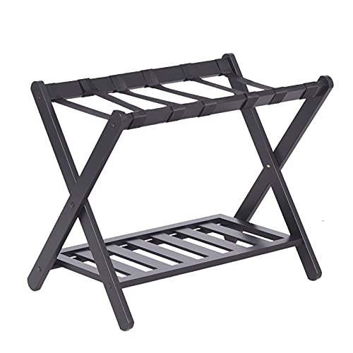 WQSINBRA Folding Luggage Rack for Guest Room, Bedroom, Hotel,with Shoe Shelf