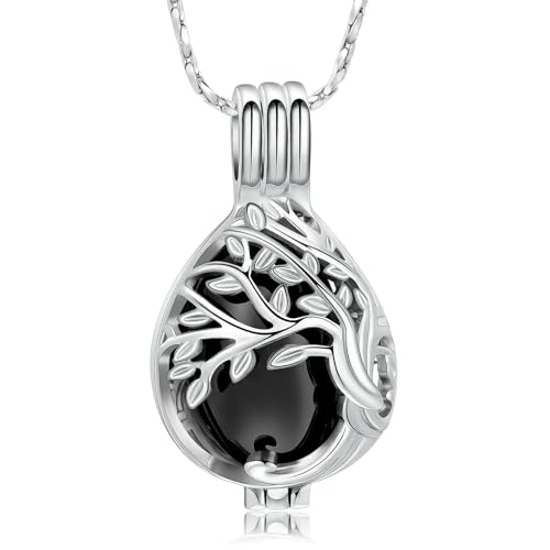 Collier urne arbre de vie en forme de goutte d’eau pour cendres de crémation souvenir